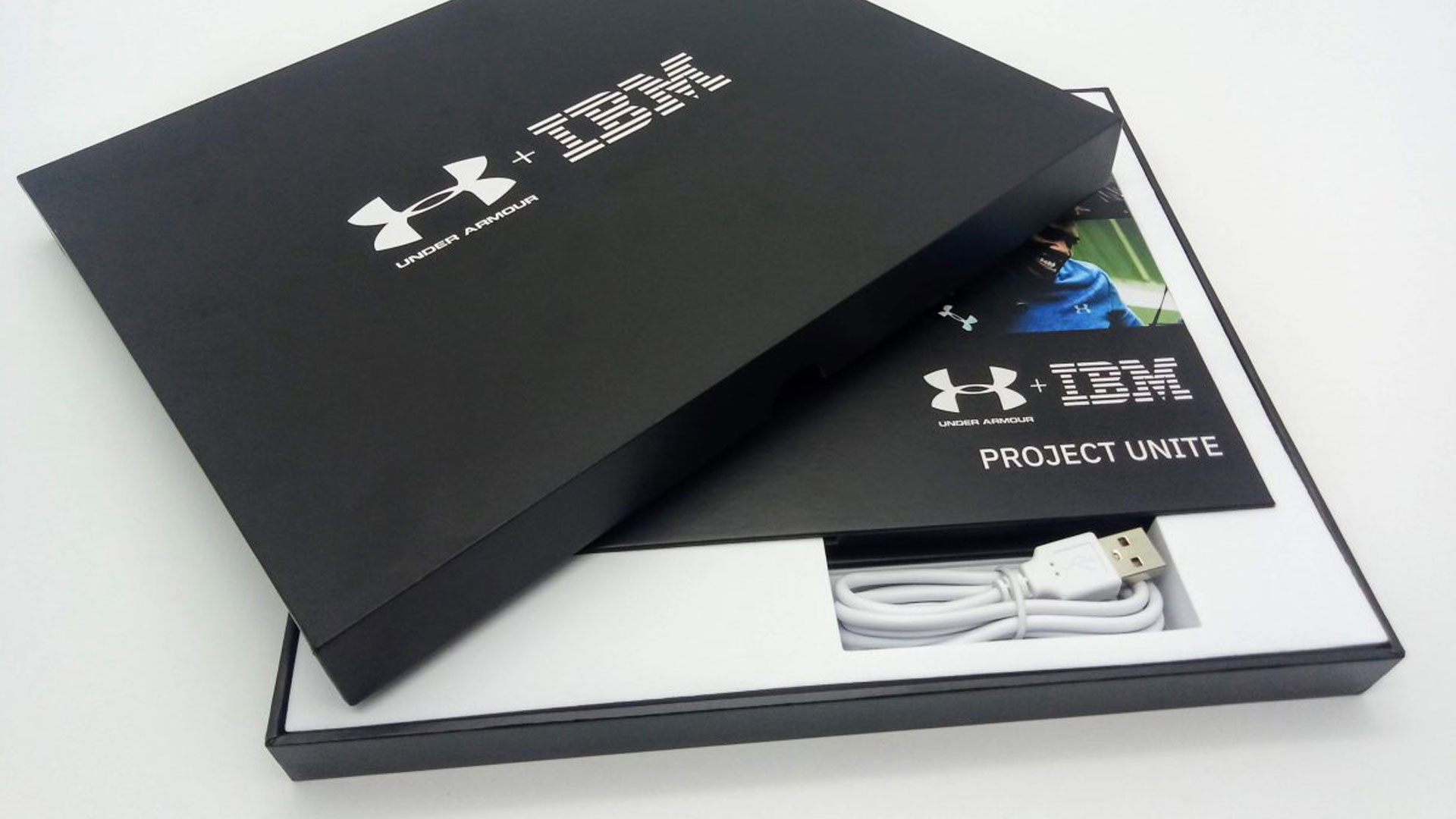 hardcover presentation box with lid lifter displaying a video brochure