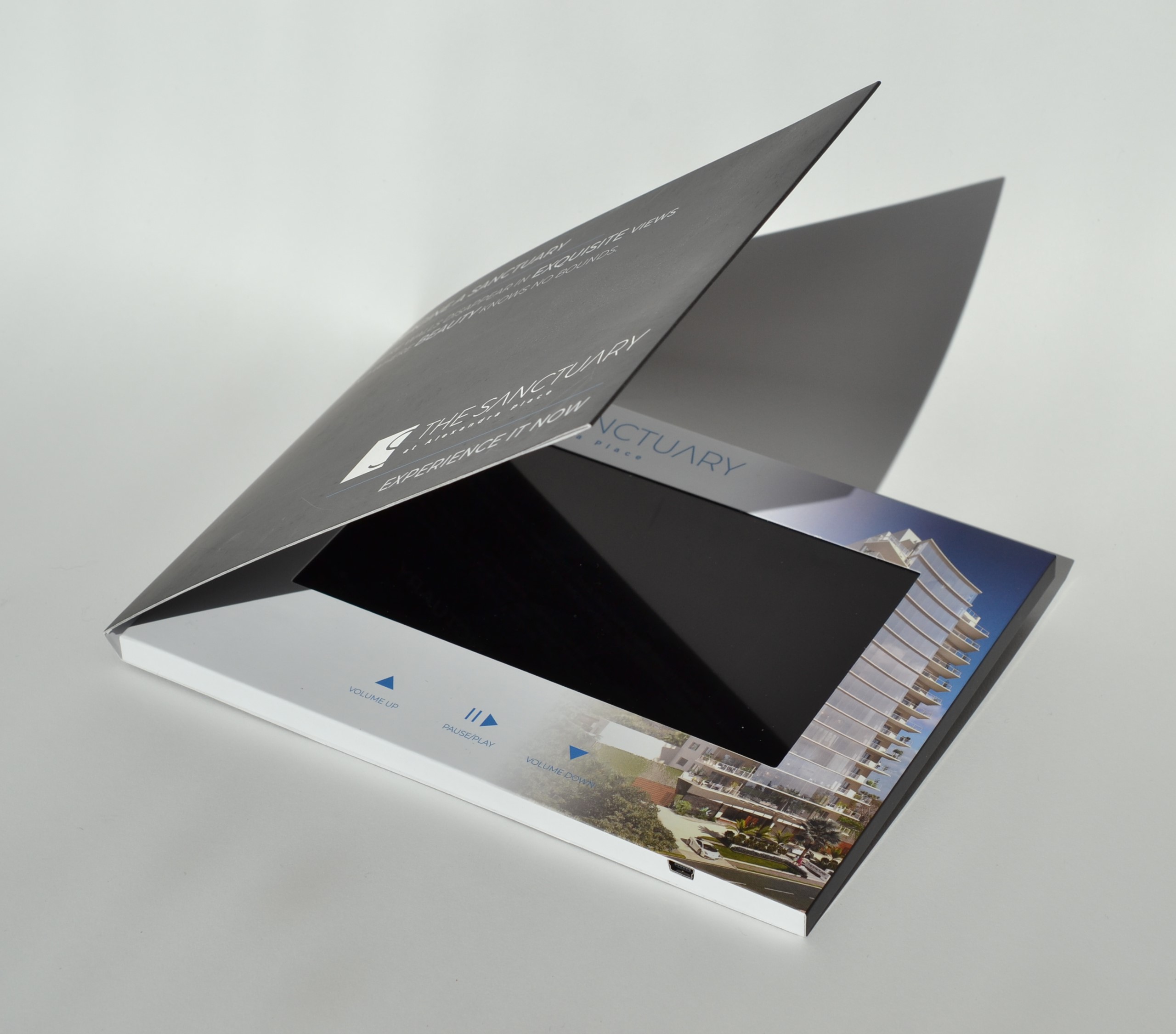 softcover 7-inch video brochure opening
