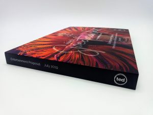 10-inch hardcover video brochure - side view