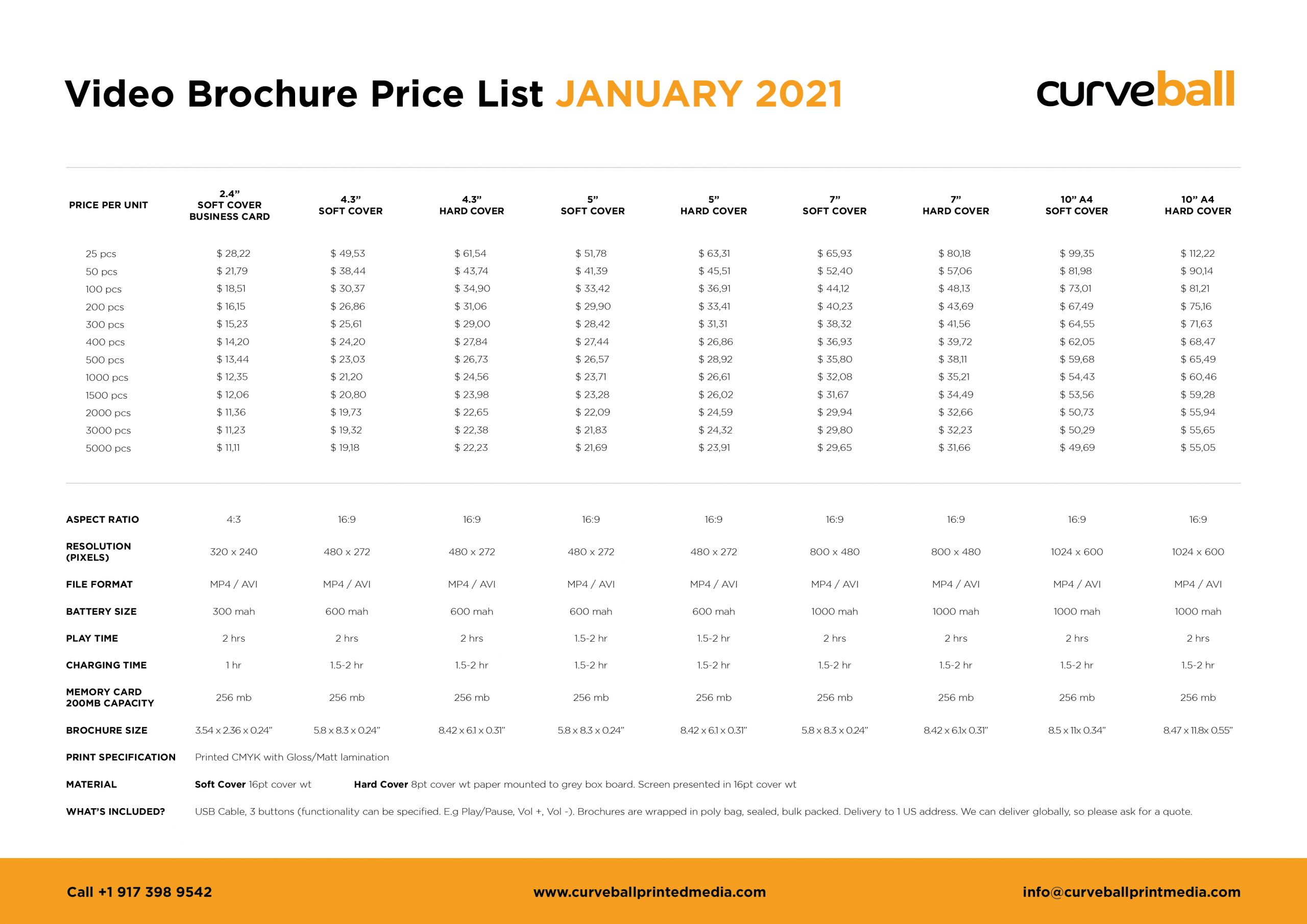 Video Brochures Price List Curveball Print Media Video Brochures Price List Curveball Print Media